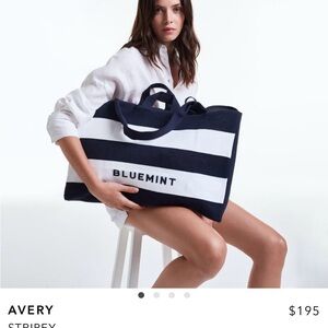 Navy and White Striped Tote Bag